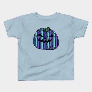 Mostly Blue Stripes Halloween Horror Pumpkin Kids T-Shirt